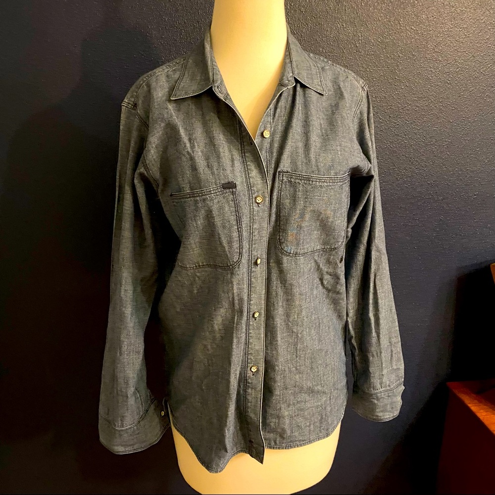 Madewell Oversized Seamed Shirt Made in USA Light Denim Button Down - XS